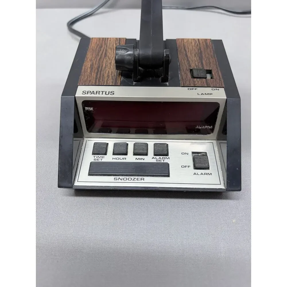 Vintage Spartus 1401 Desk Lamp & LED Digital Alarm Clock Combo - TESTED WORKING